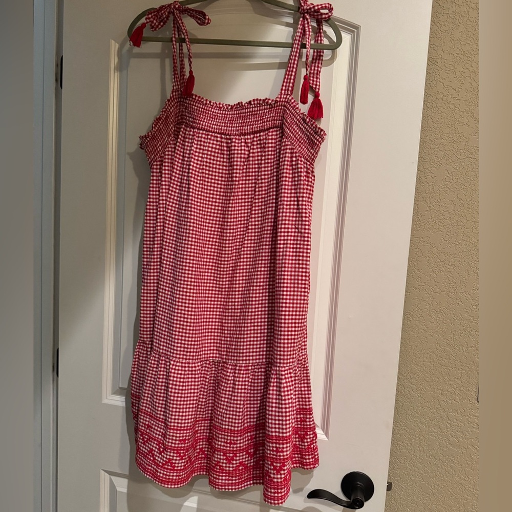 Old Navy Red Gingham Sundress with Bow Straps L